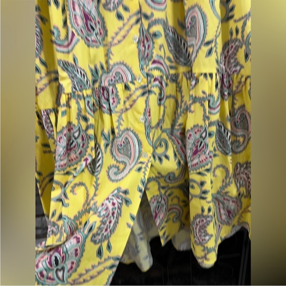 Zara blogger yellow paisley printed puff sleeve maxi dress peasant smock - Picture 9 of 13